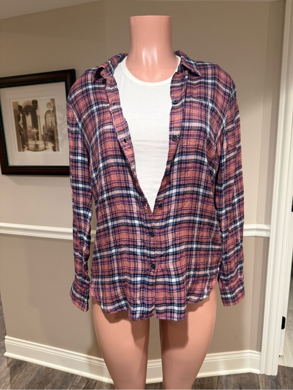 Lucky Brand Pink Plaid Button-Up Shirt